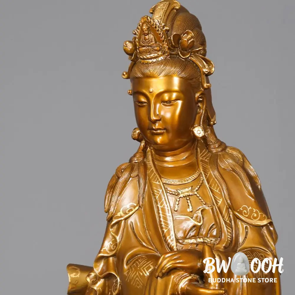BWOOOH copper Kwan Yin statue - Kwan Yin Avalokitesvara Holding A V