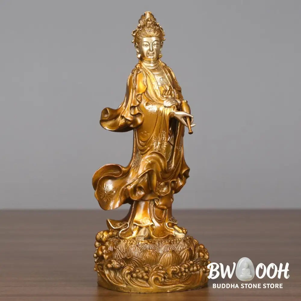 BWOOOH copper Kwan Yin statue - Kwan Yin Avalokitesvara Holding A V