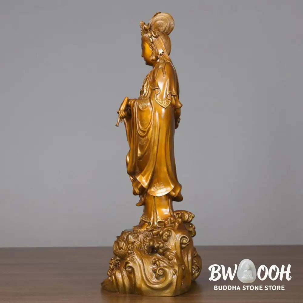BWOOOH copper Kwan Yin statue - Kwan Yin Avalokitesvara Holding A V