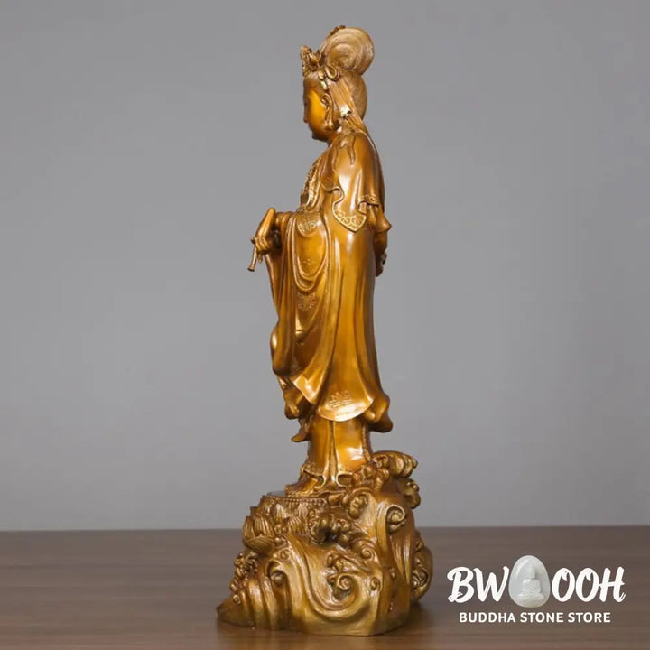 BWOOOH copper Kwan Yin statue - Kwan Yin Avalokitesvara Holding A V