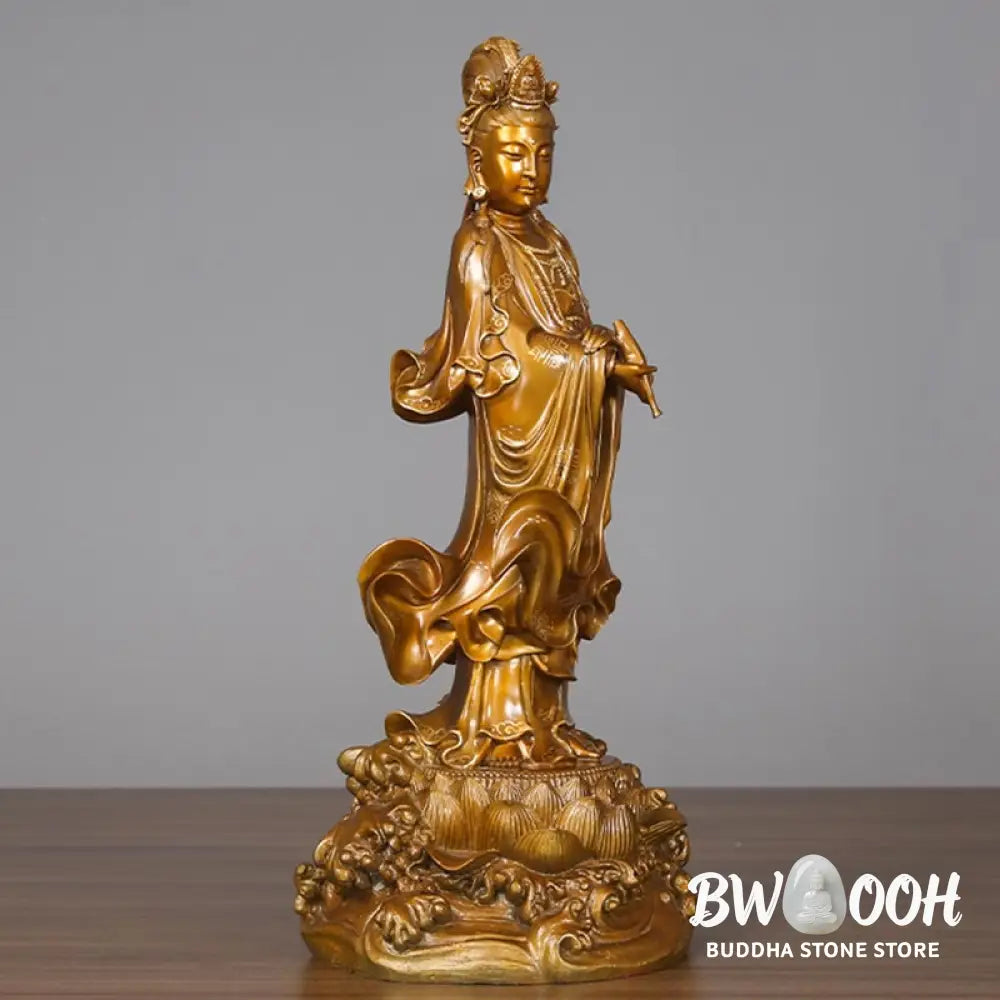 BWOOOH copper Kwan Yin statue - Kwan Yin Avalokitesvara Holding A V