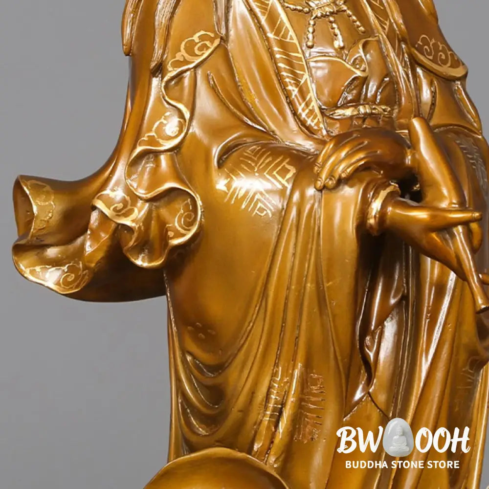 BWOOOH copper Kwan Yin statue - Kwan Yin Avalokitesvara Holding A V