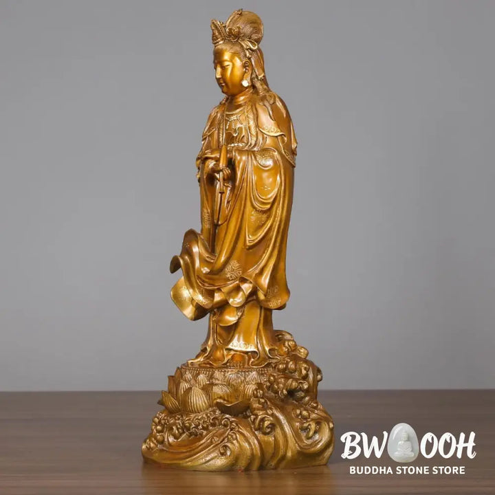 BWOOOH copper Kwan Yin statue - Kwan Yin Avalokitesvara Holding A V