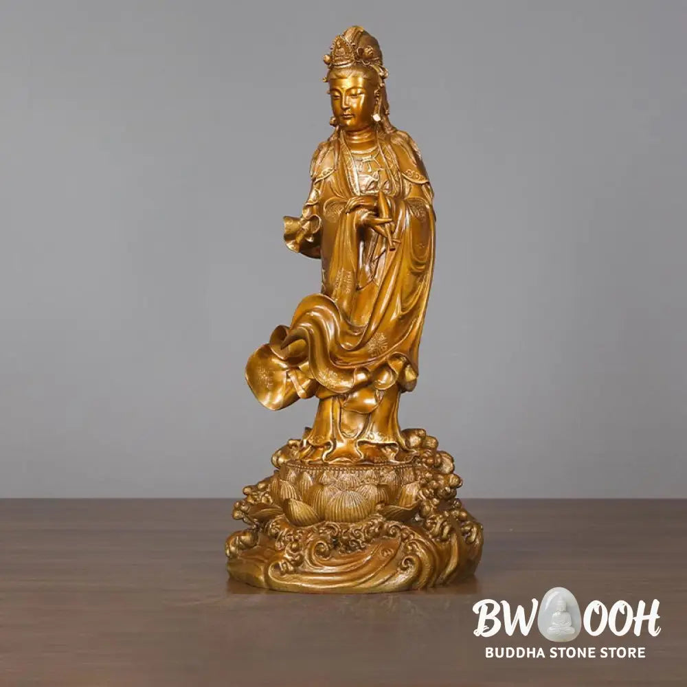 BWOOOH copper Kwan Yin statue - Kwan Yin Avalokitesvara Holding A V