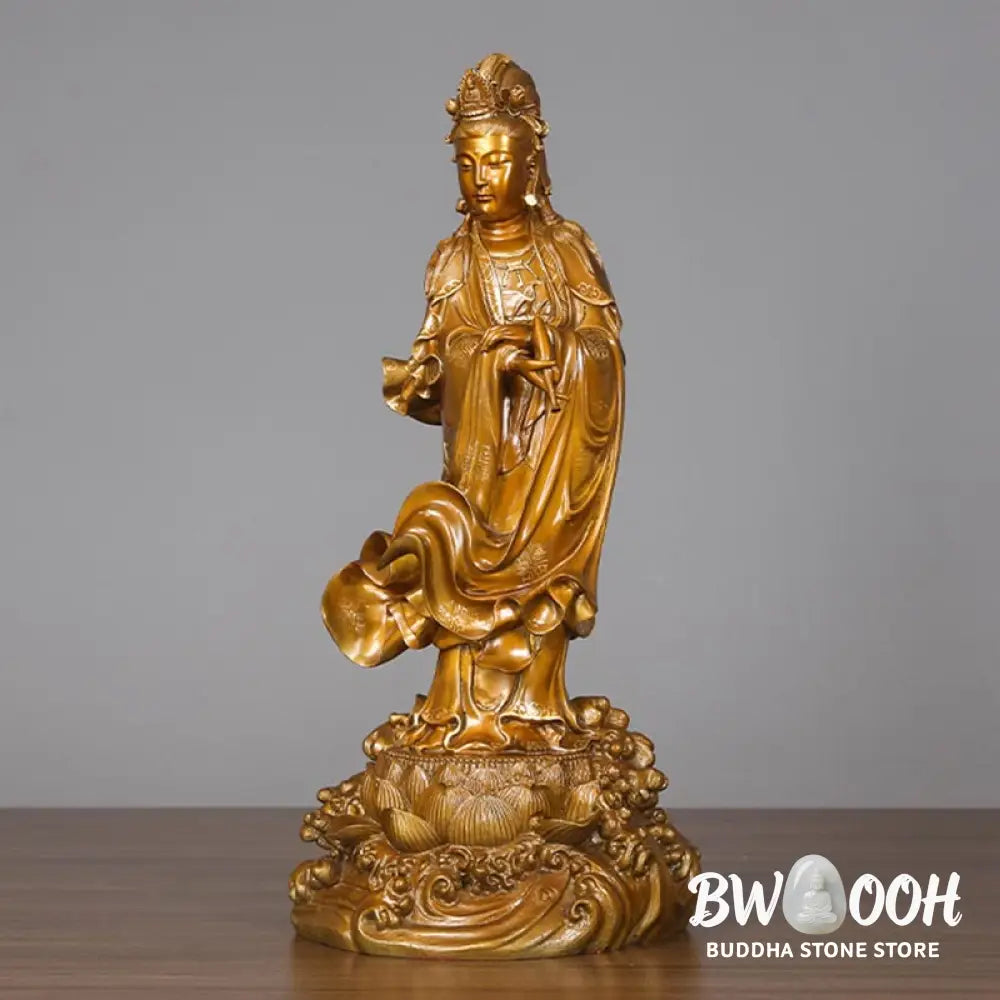 BWOOOH copper Kwan Yin statue - Kwan Yin Avalokitesvara Holding A V