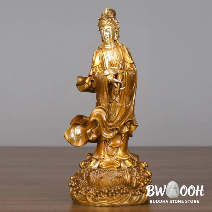 BWOOOH copper Kwan Yin statue - Kwan Yin Avalokitesvara Holding A V