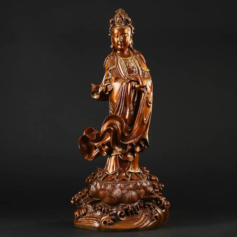 BWOOOH copper Kwan Yin statue - Kwan Yin Avalokitesvara Holding A V