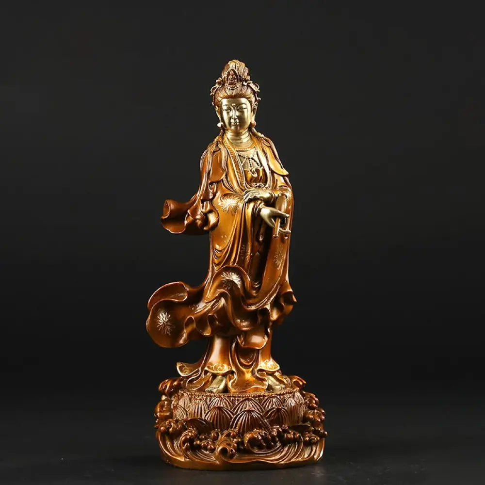 BWOOOH copper Kwan Yin statue - Kwan Yin Avalokitesvara Holding A V