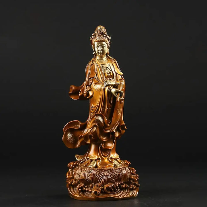 BWOOOH copper Kwan Yin statue - Kwan Yin Avalokitesvara Holding A V