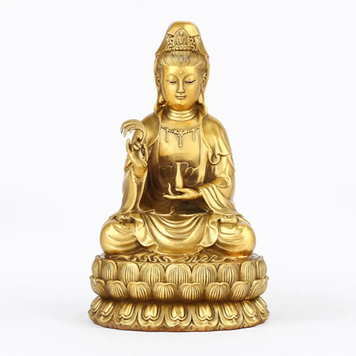 BWOOOH copper Kwan Yin statue - Kwan Yin Avalokitesvara Holding A W