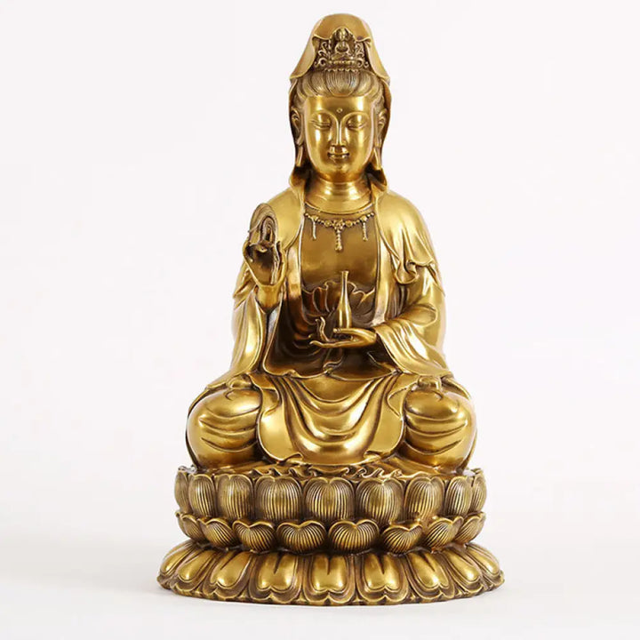 BWOOOH copper Kwan Yin statue - Kwan Yin Avalokitesvara Holding A W
