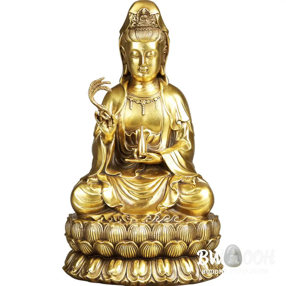 BWOOOH copper Kwan Yin statue - Kwan Yin Avalokitesvara Holding A W