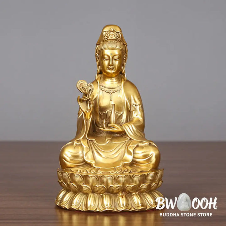 BWOOOH copper Kwan Yin statue - Kwan Yin Avalokitesvara Holding A W