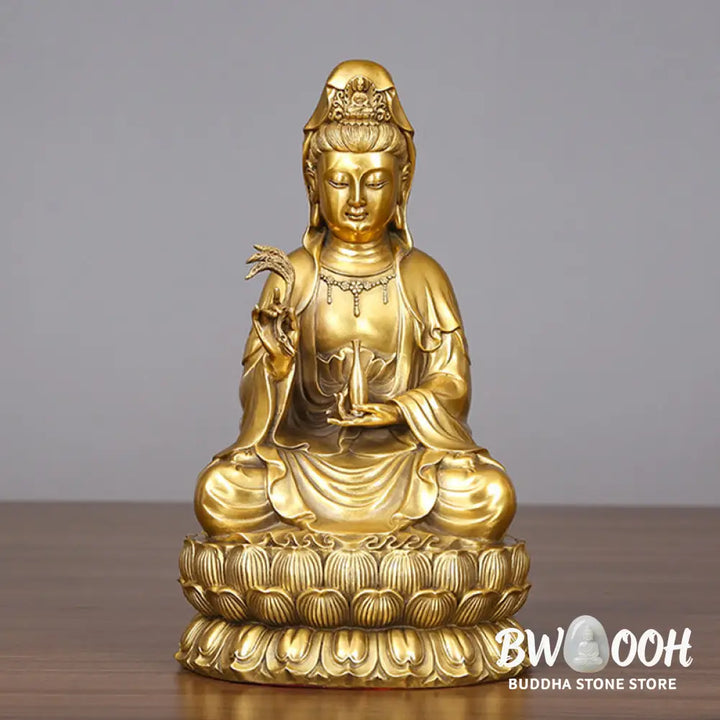 BWOOOH copper Kwan Yin statue - Kwan Yin Avalokitesvara Holding A W