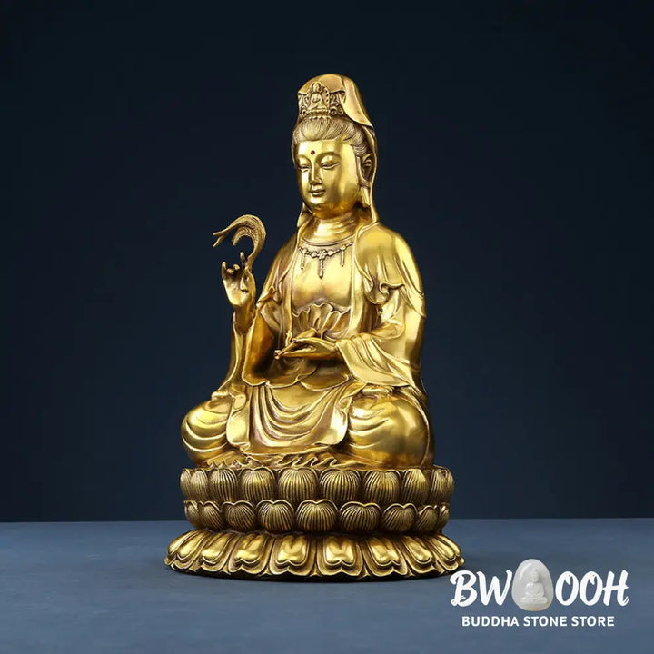BWOOOH copper Kwan Yin statue - Kwan Yin Avalokitesvara Holding A W
