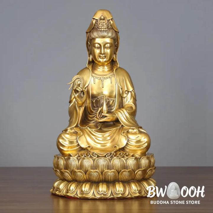 BWOOOH copper Kwan Yin statue - Kwan Yin Avalokitesvara Holding A W