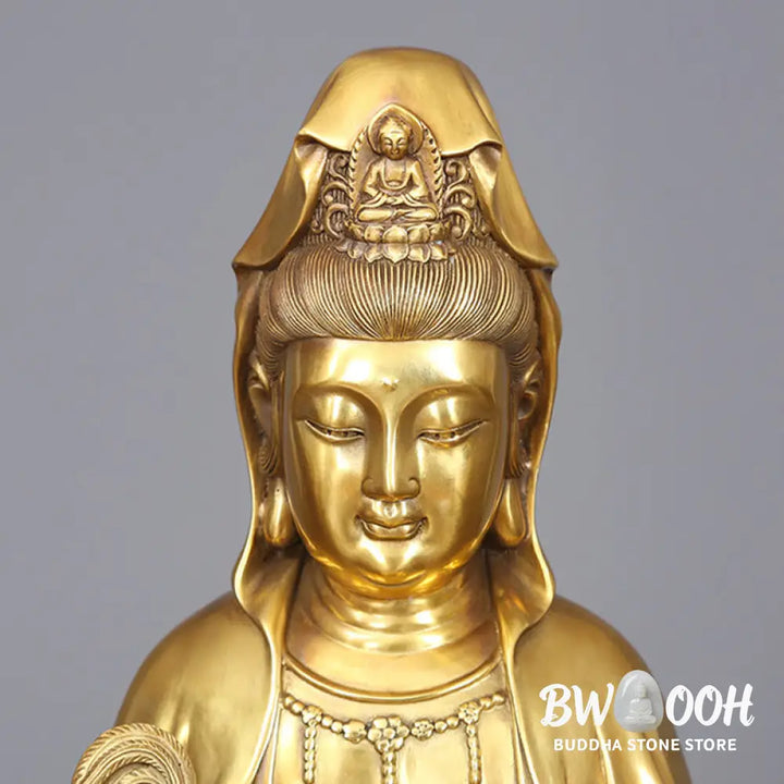 BWOOOH copper Kwan Yin statue - Kwan Yin Avalokitesvara Holding A W