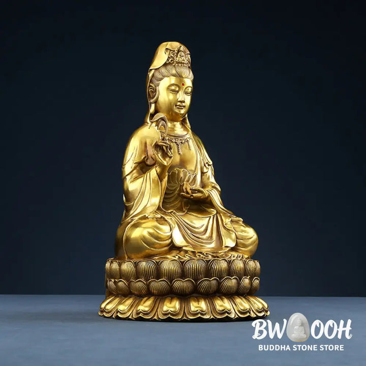 BWOOOH copper Kwan Yin statue - Kwan Yin Avalokitesvara Holding A W