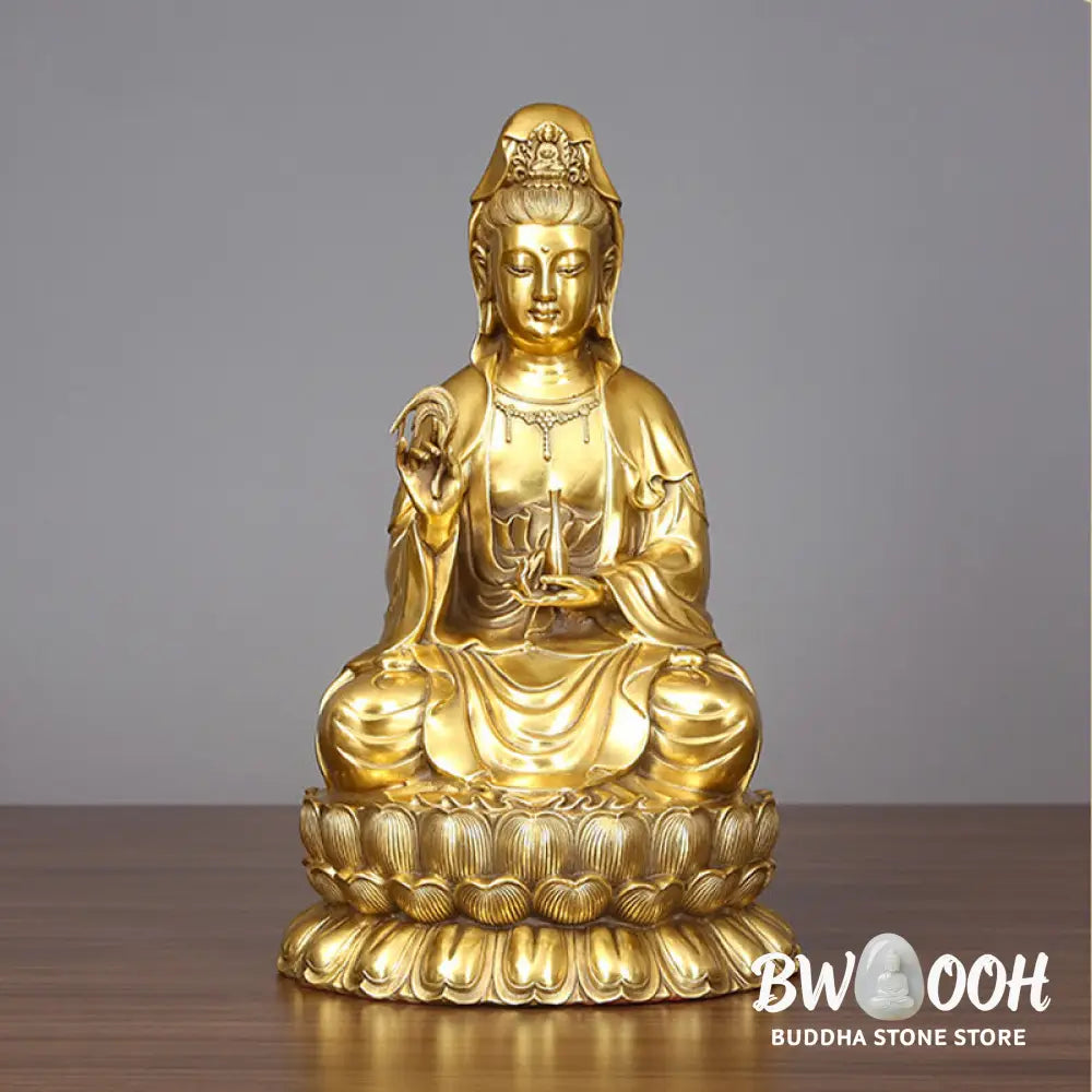 BWOOOH copper Kwan Yin statue - Kwan Yin Avalokitesvara Holding A W