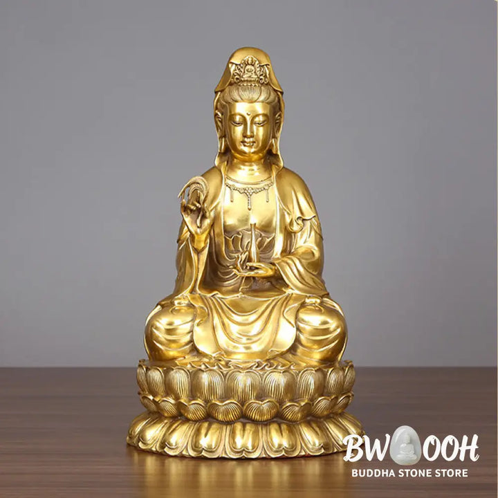 BWOOOH copper Kwan Yin statue - Kwan Yin Avalokitesvara Holding A W