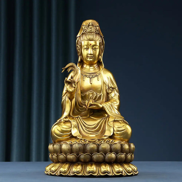 BWOOOH copper Kwan Yin statue - Kwan Yin Avalokitesvara Holding A W