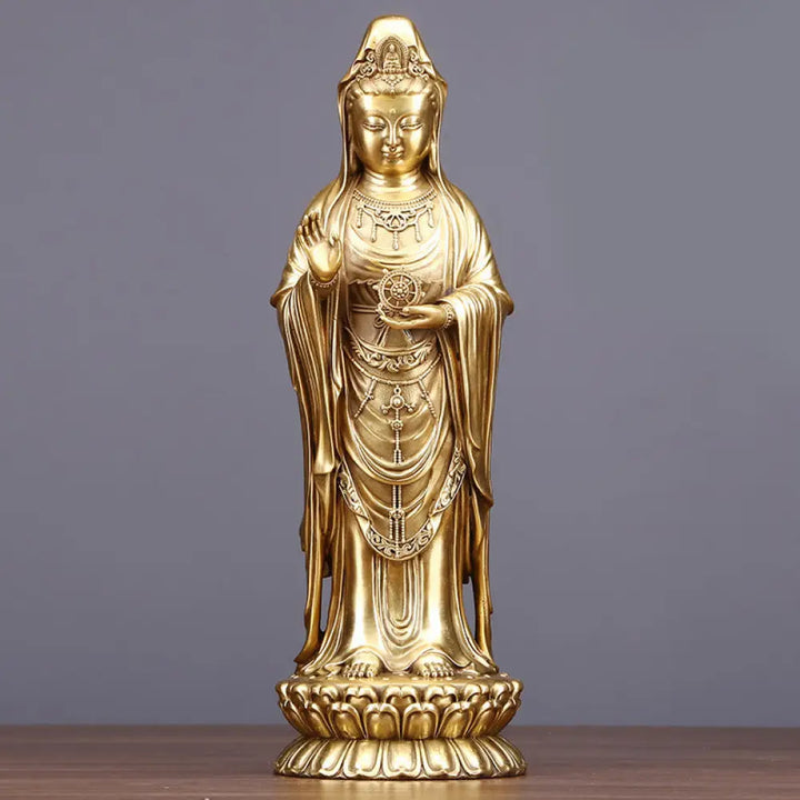 BWOOOH copper Kwan Yin statue - Kwan Yin Avalokitesvara Holding The