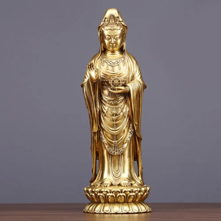 BWOOOH copper Kwan Yin statue - Kwan Yin Avalokitesvara Holding The