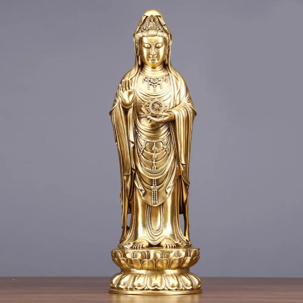 BWOOOH copper Kwan Yin statue - Kwan Yin Avalokitesvara Holding The