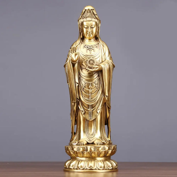 BWOOOH copper Kwan Yin statue - Kwan Yin Avalokitesvara Holding The