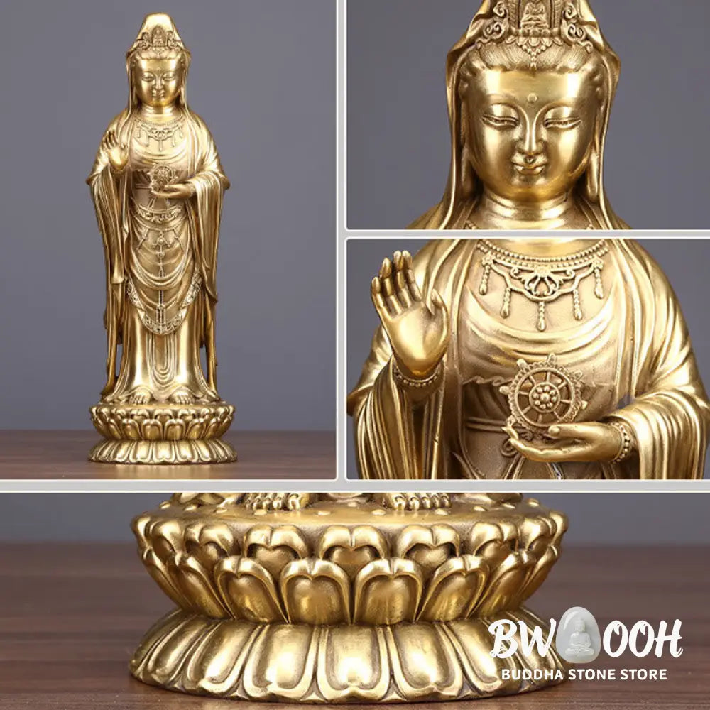 BWOOOH copper Kwan Yin statue - Kwan Yin Avalokitesvara Holding The