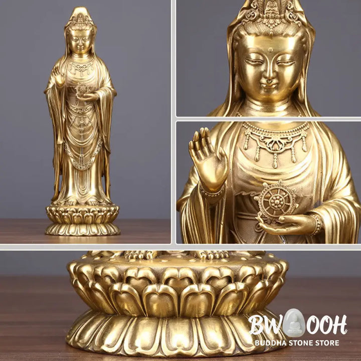 BWOOOH copper Kwan Yin statue - Kwan Yin Avalokitesvara Holding The