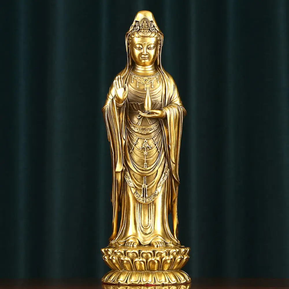 BWOOOH copper Kwan Yin statue - Kwan Yin Avalokitesvara Holding The