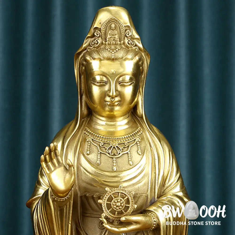 BWOOOH copper Kwan Yin statue - Kwan Yin Avalokitesvara Holding The