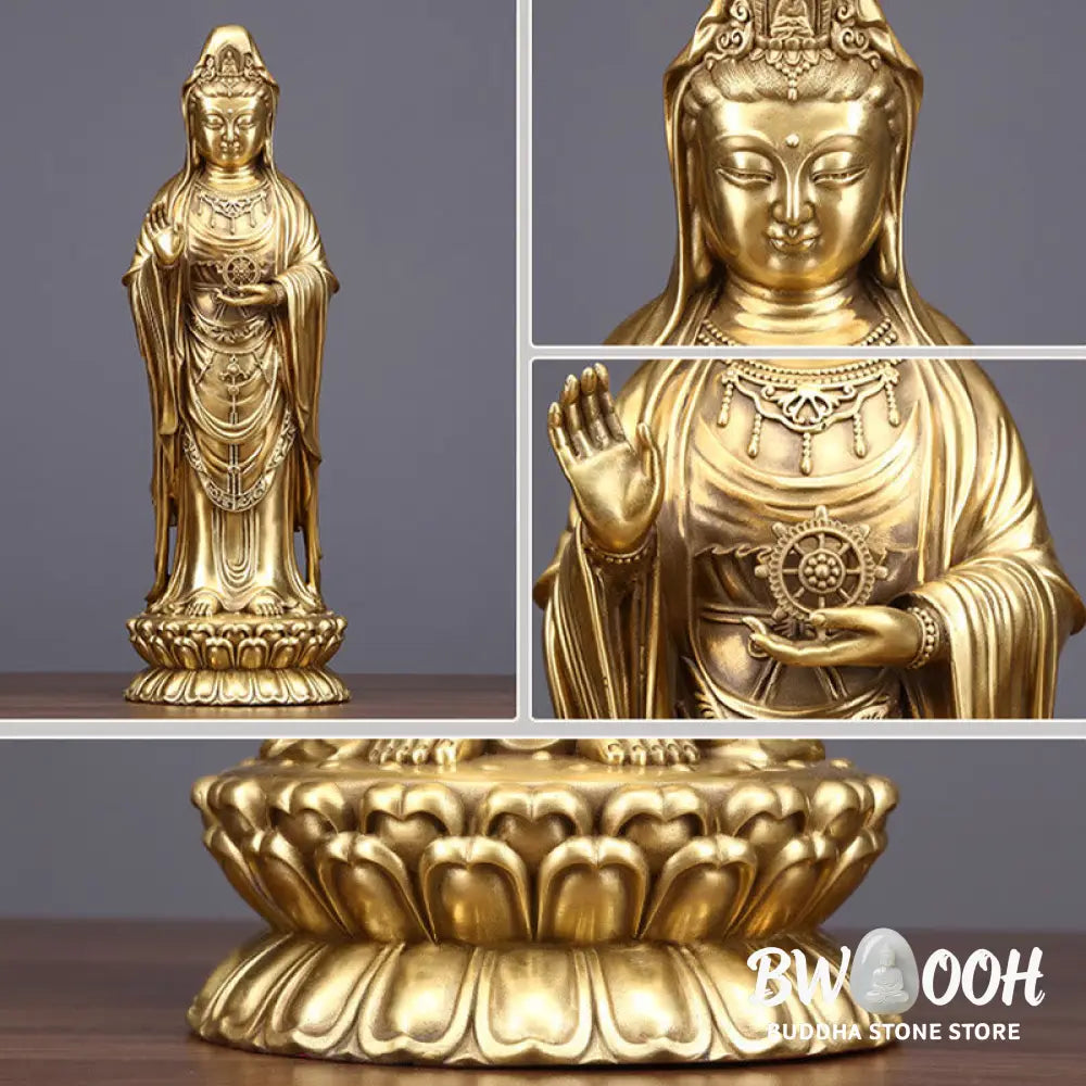 BWOOOH copper Kwan Yin statue - Kwan Yin Avalokitesvara Holding The
