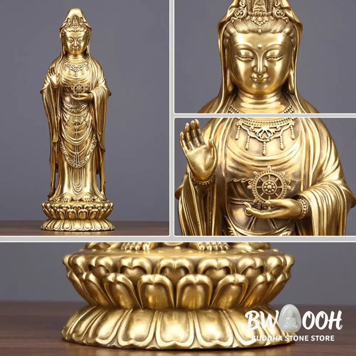 BWOOOH copper Kwan Yin statue - Kwan Yin Avalokitesvara Holding The