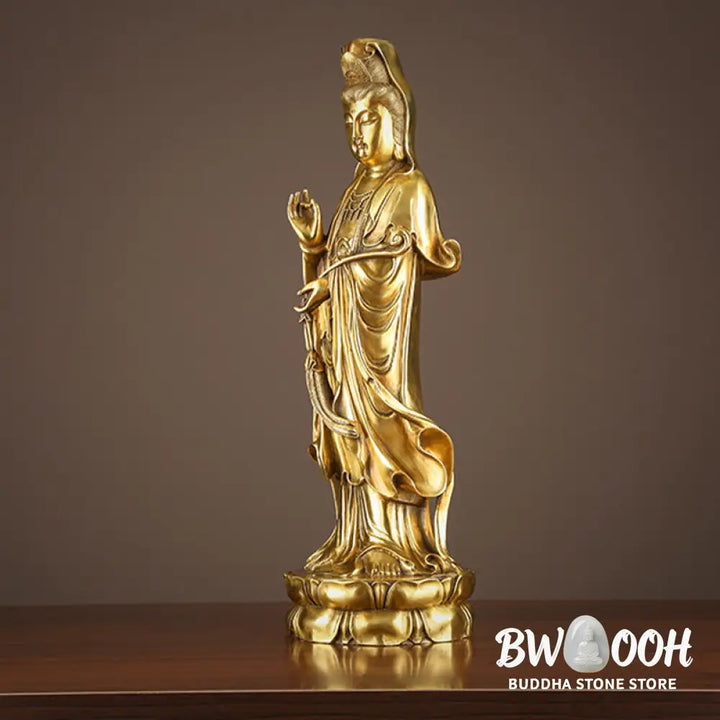 BWOOOH copper Kwan Yin statue - Kwan Yin Avalokitesvara Holding The
