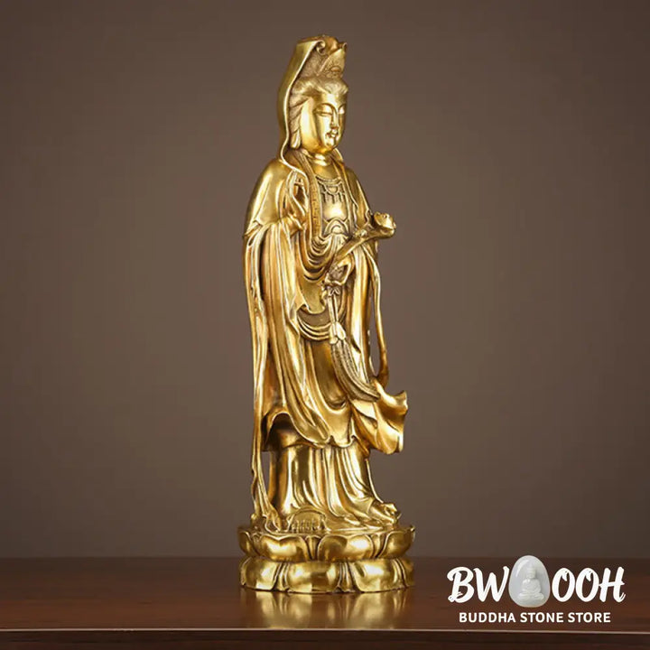 BWOOOH copper Kwan Yin statue - Kwan Yin Avalokitesvara Holding The