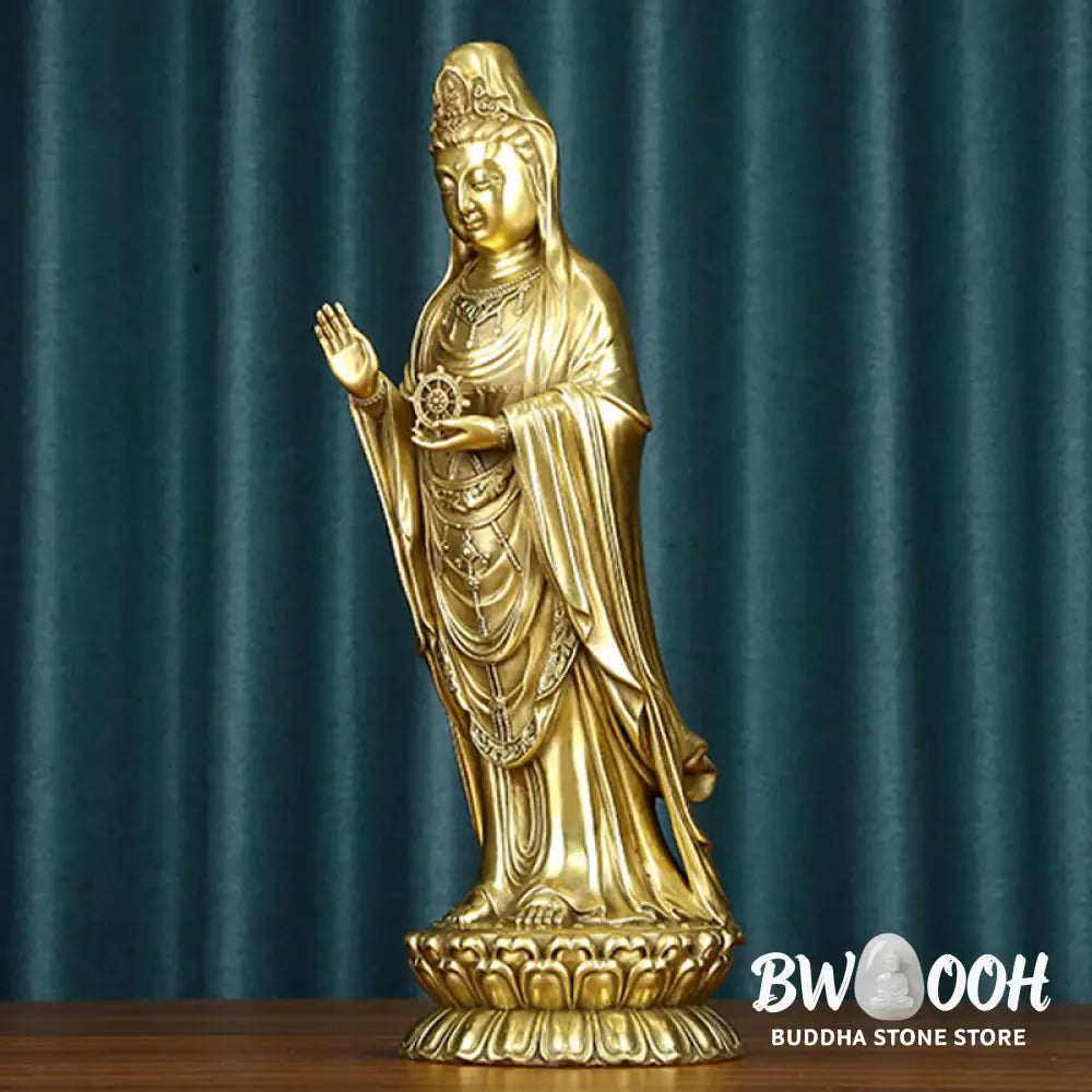 BWOOOH copper Kwan Yin statue - Kwan Yin Avalokitesvara Holding The