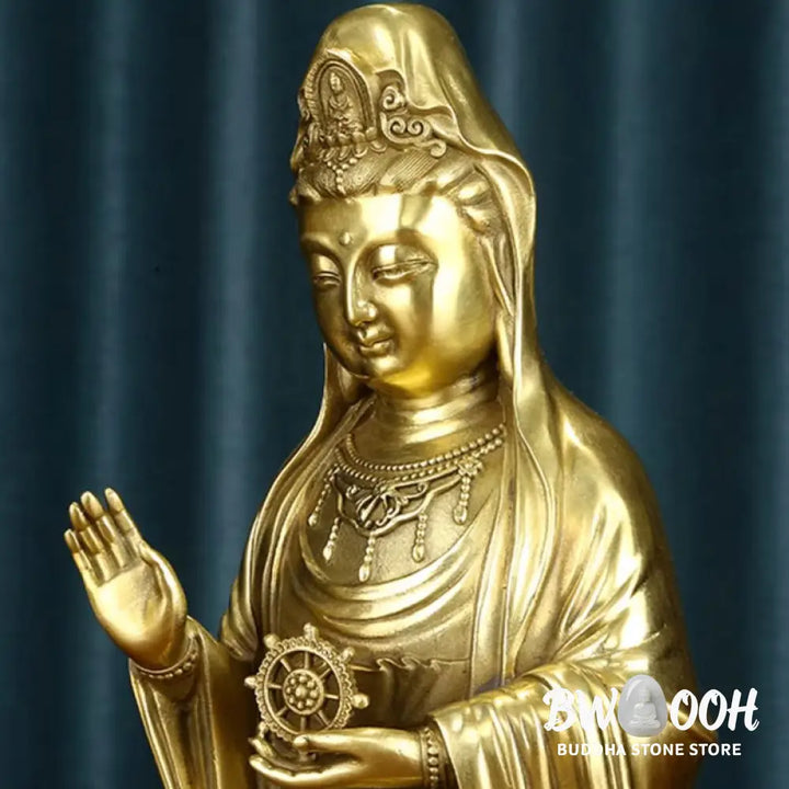 BWOOOH copper Kwan Yin statue - Kwan Yin Avalokitesvara Holding The