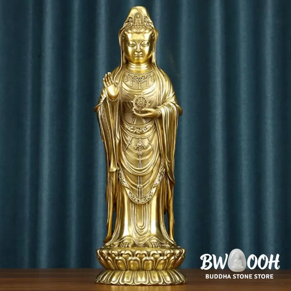 BWOOOH copper Kwan Yin statue - Kwan Yin Avalokitesvara Holding The