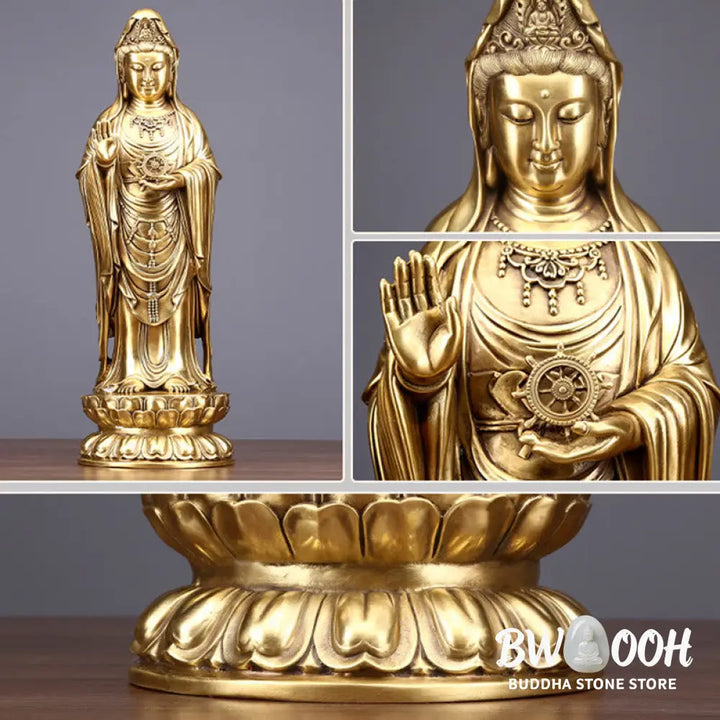 BWOOOH copper Kwan Yin statue - Kwan Yin Avalokitesvara Holding The