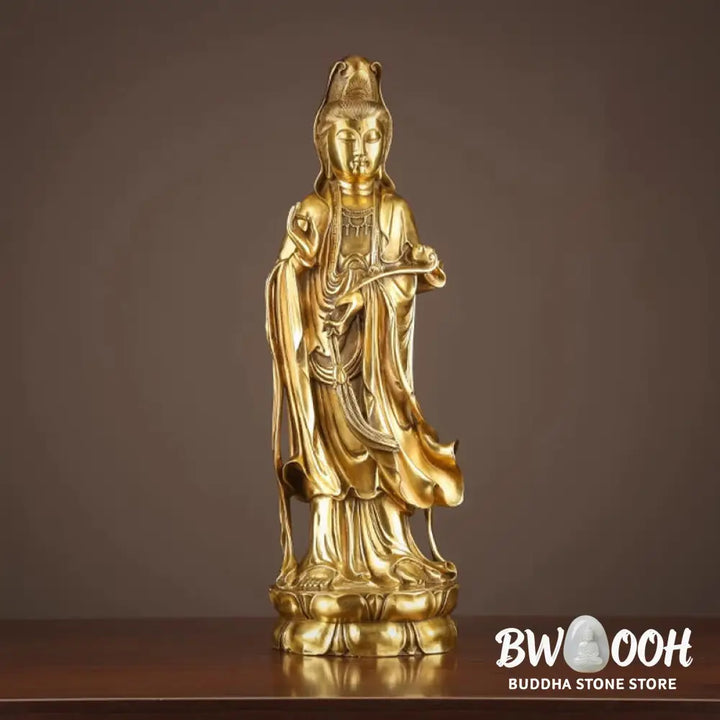BWOOOH copper Kwan Yin statue - Kwan Yin Avalokitesvara Holding The