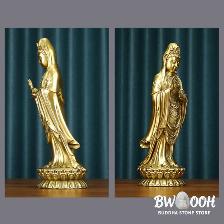 BWOOOH copper Kwan Yin statue - Kwan Yin Avalokitesvara Holding The