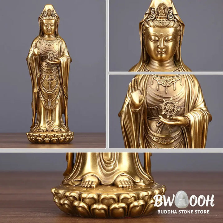 BWOOOH copper Kwan Yin statue - Kwan Yin Avalokitesvara Holding The
