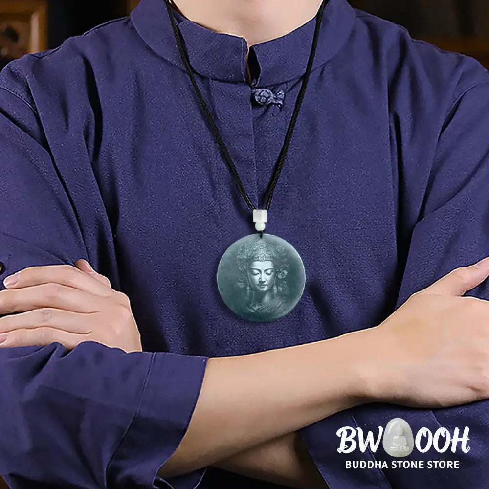 Buddha Stones Kwan Yin Avalokitesvara Jade Abundance String Necklace Pendant - BWOOOH - Jade - Necklaces &amp; Pendants