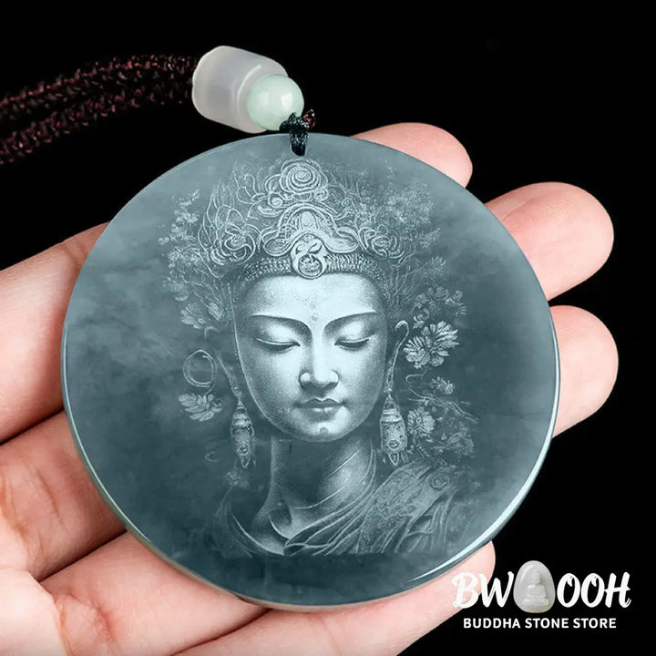 Buddha Stones Kwan Yin Avalokitesvara Jade Abundance String Necklace Pendant - BWOOOH - Jade - Necklaces &amp; Pendants