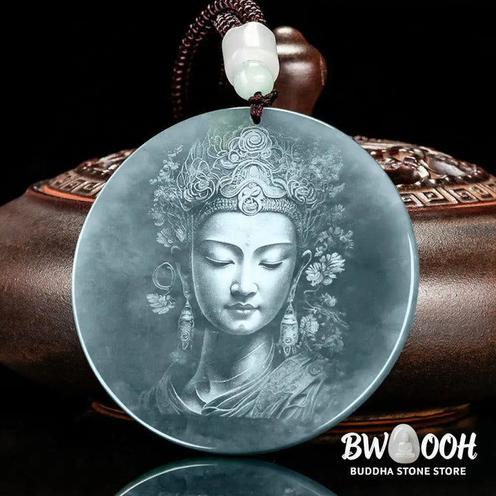 Buddha Stones Kwan Yin Avalokitesvara Jade Abundance String Necklace Pendant - BWOOOH - Jade - Necklaces &amp; Pendants