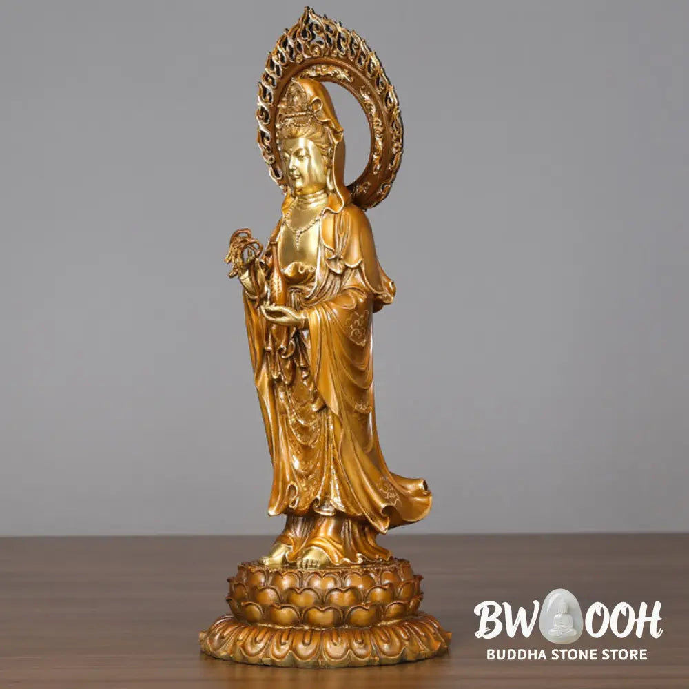 BWOOOH copper Kwan Yin statue - Kwan Yin Avalokitesvara Lotus Aura 