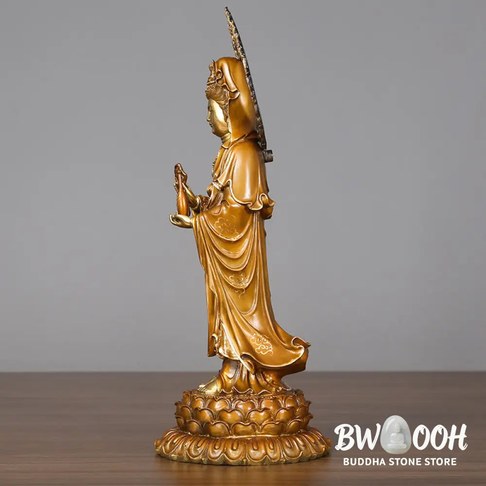 BWOOOH copper Kwan Yin statue - Kwan Yin Avalokitesvara Lotus Aura 