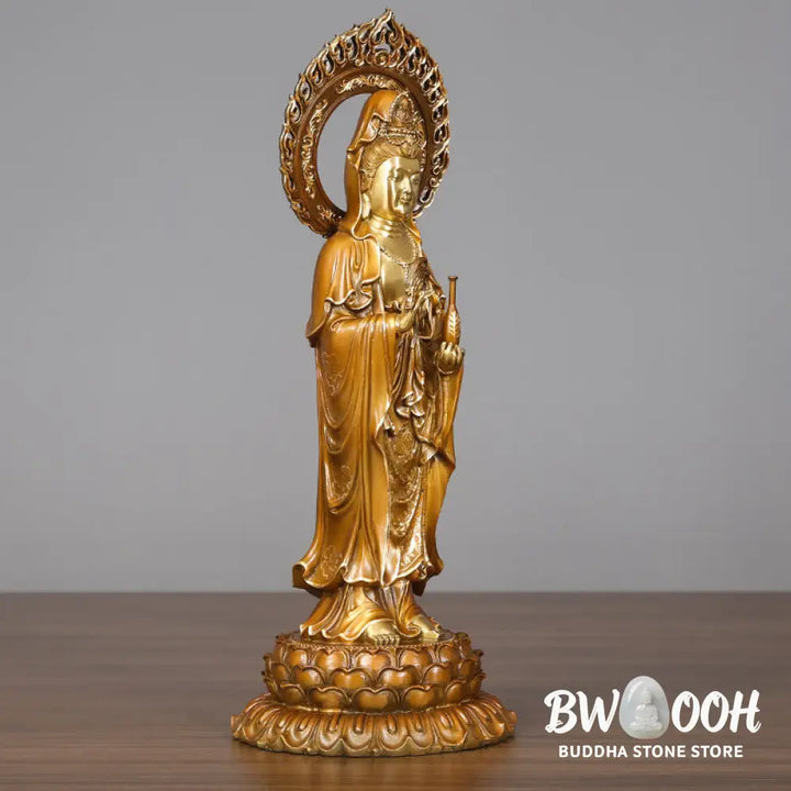 BWOOOH copper Kwan Yin statue - Kwan Yin Avalokitesvara Lotus Aura 